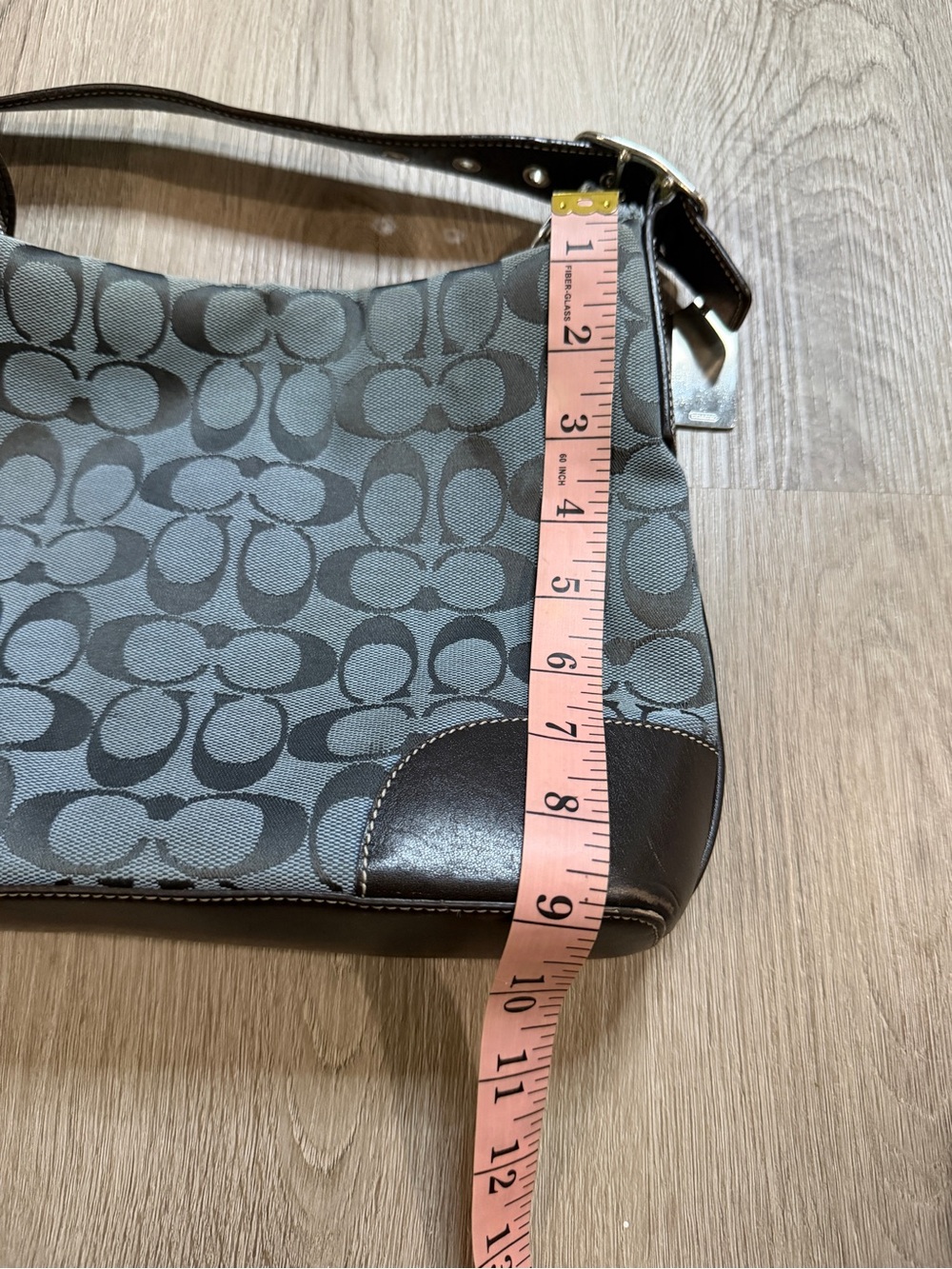 Coach Gray Signature Jacquard Crossbody with Dark Brown Leather Trim - Picture 9 of 11